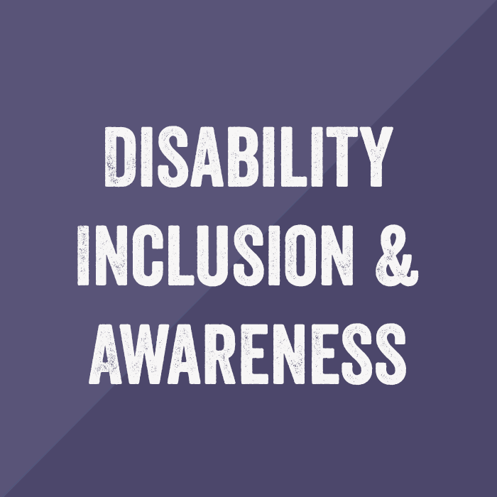 Text reads 'disability inclusion and awareness'.