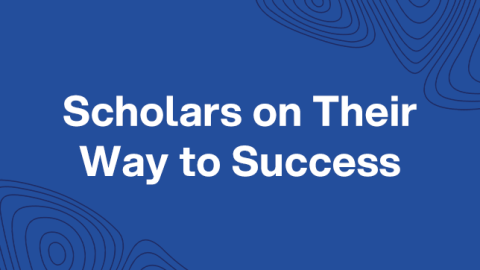 Text: Scholars on their way to success.