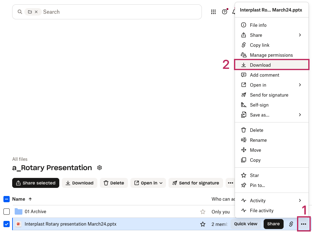 Download the presentation from Dropbox by clicking on the menu next to the file name and then clicking download.